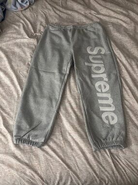 Grey Supreme appliqué sweats size medium